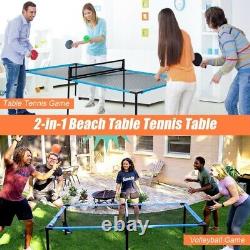 2-en-1 Ping Pong Et Table De Volleyball Pour L'intérieur Et L'extérieur Nouveau