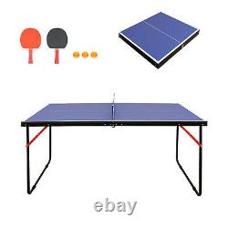 54'' Table de tennis de table pliable avec 2 raquettes de tennis de table et 3 balles pour intérieur et extérieur