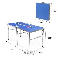 60 Portable Tennis De Table De Ping-pong Table Pliante Withaccessories Jeu Intérieur Nouveaux