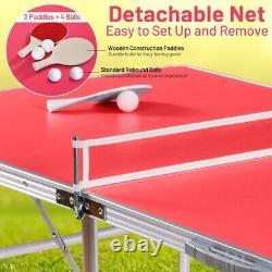 60 Table Portable Tennis Ping Pong Table Pliante Avec Accessoires Indoor Game Red