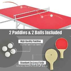 60 Table de ping-pong pliante pour l'extérieur et l'intérieur avec 2 raquettes et des balles incluses
