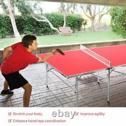 60 Tennis Ping Pong Table Pliante Portable Gaming Famille Table Rouge Avec Accessoire