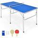 60 Table De Tennis De Table Portable Pliante En Jeu D'intérieur Avec Accessoires Bleus