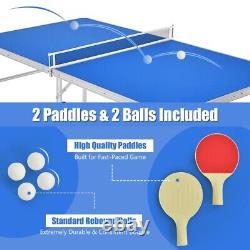 60 table de tennis de table portable pliante en jeu d'intérieur avec accessoires bleus