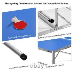 60 table de tennis de table portable pliante en jeu d'intérieur avec accessoires bleus