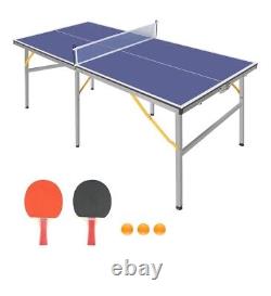 6ft Table de ping-pong de taille moyenne pliable et portable Ensemble de table de ping-pong pour l'intérieur