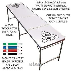 8 Pieds Tables de bière pong portables / Tables de queue noires, 8 pieds personnalisées effaçables à sec