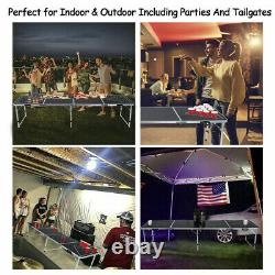 8-foot Beer Pong Table Led Lights Outdoor Picnic Beer Table Withoptional Cup Hole