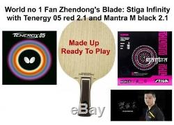 Batte De Tennis De Table World 1 Fan Lame Zhendong Stiga Infinity + Tenergy 05 + Mantra