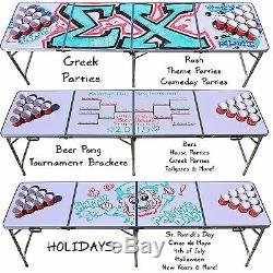 Beer Pong Set De Table Avec Des Trous Tailgate 8 Pieds Coupe Du Flip Pool Game Erase Portable