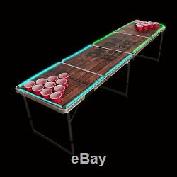 Beer Pong Table 8' Trous Pliant Hayon De Drinking Game Cup # 8 Lumières Led