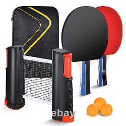 Ensemble De Table De Ping-pong Portable Avec Filet, 2 Raquettes, 3 Boules De Tennis De Table