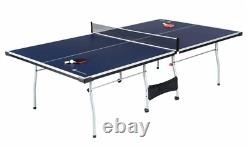 Ensemble de ping-pong tennis de table pliable intérieur de taille officielle avec 2 raquettes, 2 balles bleues