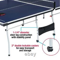 Ensemble de ping-pong tennis de table pliable intérieur de taille officielle avec 2 raquettes, 2 balles bleues