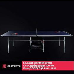 Ensemble de ping-pong tennis de table pliable intérieur de taille officielle avec 2 raquettes, 2 balles bleues