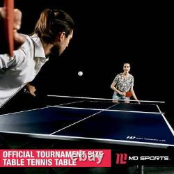 Ensemble de ping-pong tennis de table pliable intérieur de taille officielle avec 2 raquettes, 2 balles bleues