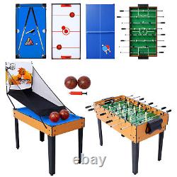 Ensemble de table de jeu 5-en-1 pour la maison: baby-foot, ping-pong, basketball, billard