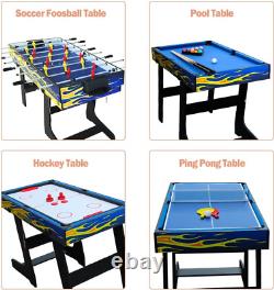 Ensemble de table de jeu combiné multi-jeux 4-en-1, 48 mini baby-foot, ping-pong, table de billard