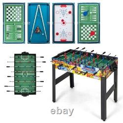 Ensemble de table de jeu combinée 12-en-1 avec baby-foot, air hockey, billard, ping-pong, échecs, bowling