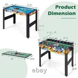 Ensemble de table de jeu combinée 12-en-1 avec baby-foot, air hockey, billard, ping-pong, échecs, bowling