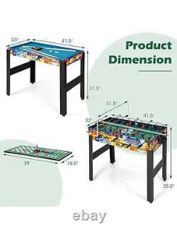 Ensemble de table de jeu combo 12 en 1 - Baby-foot, hockey sur air, billard, ping-pong, échecs, bowling