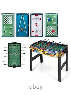 Ensemble de table de jeu combo 12-en-1 avec baby-foot, air hockey, billard, ping-pong, échecs et bowling