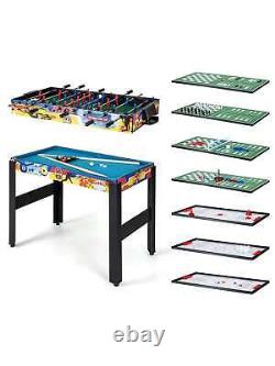 Ensemble de table de jeu combo 12-en-1 avec baby-foot, air hockey, billard, ping-pong, échecs et bowling