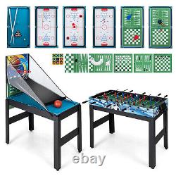 Ensemble de table de jeu combo 14-en-1 avec hockey, billard, ping-pong, bowling, échecs