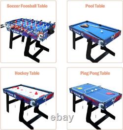 Ensemble de table de jeu multi-jeux 4 en 1, 48 mini baby-foot, ping-pong, table de billard