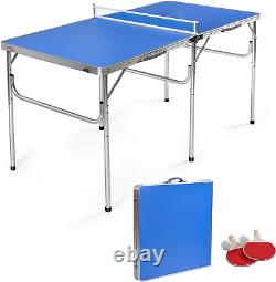 Ensemble de tennis de table d'intérieur, table de ping-pong pliante avec filet, 2 raquettes et 2 balles