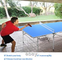 Ensemble de tennis de table d'intérieur, table de ping-pong pliante avec filet, 2 raquettes et 2 balles