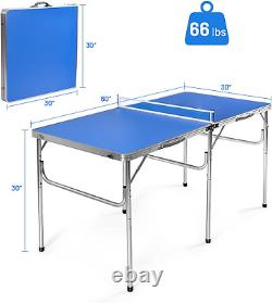 Ensemble de tennis de table d'intérieur, table de ping-pong pliante avec filet, 2 raquettes et 2 balles