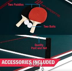 Ensemble de tennis de table de taille moyenne pliable pour l'intérieur avec 2 raquettes et 2 balles