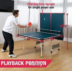 Ensemble de tennis de table de taille moyenne pliable pour l'intérieur avec 2 raquettes et 2 balles