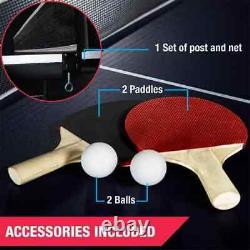 Ensemble de tennis de table ping-pong pliant intérieur et extérieur de taille officielle avec 2 raquettes et 2 balles