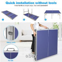 Ensemble de tennis de table portable de 6 pieds pour intérieur et extérieur, table pliante de ping-pong avec