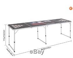 Joymor Beer Pong Table 8' Pliant En Aluminium Intérieur Extérieur Hayon Jeu Potable