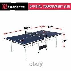 MD Sports Taille Officielle 15mm 4 Pièces Tennis De Table Intérieure, Accessoires Noir/bleu