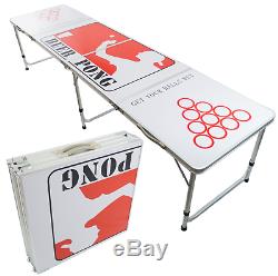 New Beer Pong Table 8' Pliant En Aluminium Intérieur Extérieur Hayon Jeu Potable