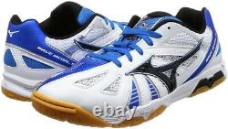 New Mizuno Chaussures De Tennis De Table 81ga1515 Wave Medal 5 Blanc Noir Bleu Us7-10.5