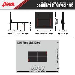 Penn Horizon Table Tennis Ping Pong Taille Officielle Intérieur Pliable Facile Déplacement Nouveau