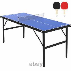 Ping Ping Pong Table Tennis Intérieur Extérieur Avec Net 2 Palettes 2 Boule Portable