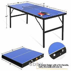 Ping Ping Pong Table Tennis Intérieur Extérieur Avec Net 2 Palettes 2 Boule Portable