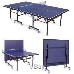 Ping Pong Tennis Net Table Avec Verrouillage Roulettes Pliable Intérieur Extérieur Utiliser Nouveau