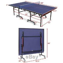 Ping Pong Tennis Net Table Avec Verrouillage Roulettes Pliable Intérieur Extérieur Utiliser Nouveau