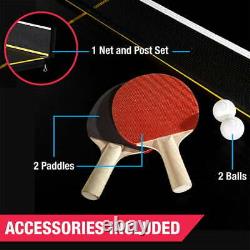 Ping-pong De Tennis D'intérieur De Taille Officielle Table 2-paddles Balles Pliables Et Roulettes