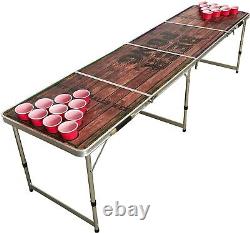 Professional 8 Pied Collapsible Bière Pong Table De Jeu Led Old School Wood