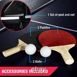 Set de tennis de table pliable de taille officielle pour intérieur et extérieur avec 2 raquettes et 2 balles