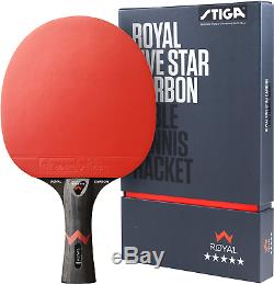 Stiga 5 Étoiles Royal Tennis De Table Pro Carbon Ping Pong Bat, Noir / Rouge