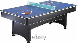 Table De Billard 7 Pieds + Plateau De Tennis De Table Inclus Billard + Ping Pong Accessoires